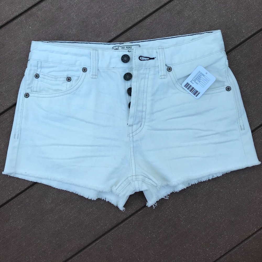 White free people denim shorts